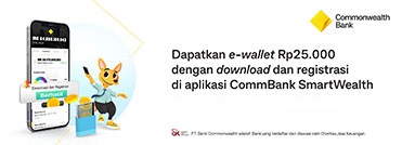 Dapatkan e-wallet Rp25.000 dengan download dan registrasi di aplikasi CommBank SmartWealth